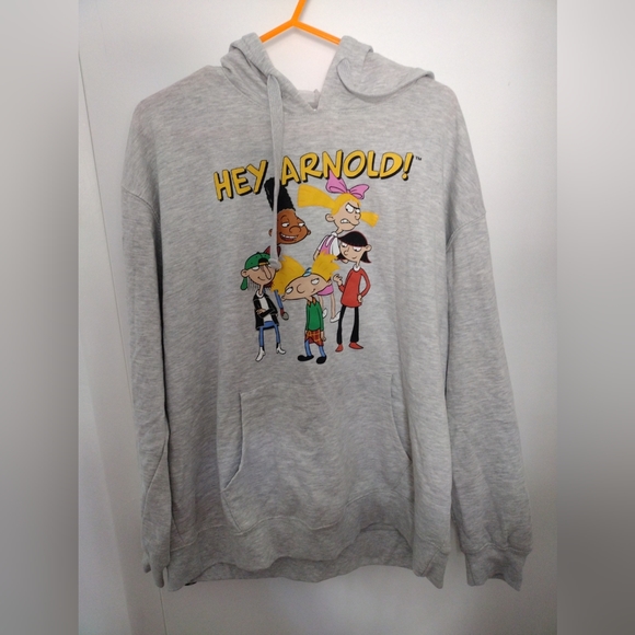 🔥🔥🔥Nickelodeon Hey Arnold Graphic Print Hoodie Unisex XXL Heather Gray - Picture 1 of 5